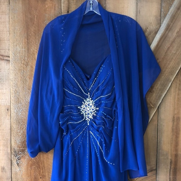 MONTAGE By Mon Cheri Cobalt Blue Dress Size 18 - Picture 9 of 11